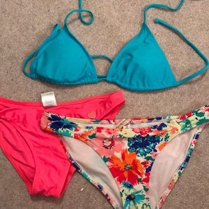 Floral pink and blue bikini set